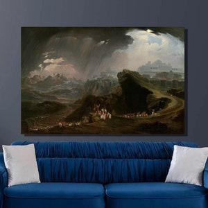 John Martin Joshua Commanding the Sun to Stand Still Art Print, John Martin Canvas Wall Art, Romanticism Art, Canvas Poster,Wall Decor2