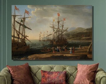 Claude Lorrain "Trojan Women" Canvas Art Print, Coastal Seascape Wall Decor