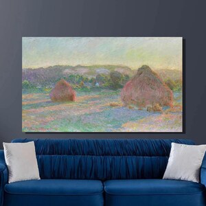 Lienzo impreso «Los almiares» de Monet, arte impresionista, decoración para la pared del hogar