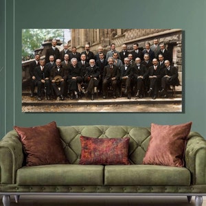 Solvay Conference 1927 Canvas Wall Art,Albert Einstein, Marie Curie,Henri Poincaré,Solvay Science Conference Poster Print Decor For Home