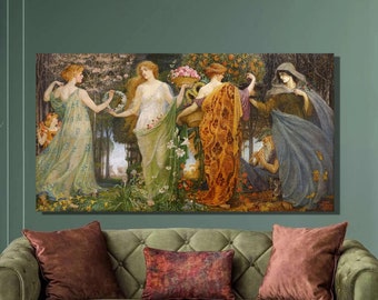 Walter Crane 'Four Seasons' Art Print: Pre-Raphaelite Canvas Wall Decor5