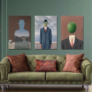 Set of 3 Rene Magritte Canvas Painting,Rene Magritte Canvas Wall Art,Surrealism Art,Canvas Poster & Panel,Canvas Print, Wall Decor51