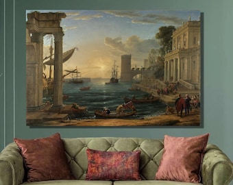 Claude Lorrain Seaport Canvas Art Print, Queen of Sheba Embarkation