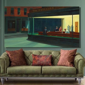 Edward Hopper Nighthawks Art Print,Edward Hopper Canvas Wall Art,Canvas Print,American realism ,Edward Hopper Artwork,Home Wall Decor15