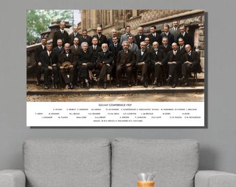 Impresión en lienzo de la Conferencia Solvay de 1927: Einstein, Curie, Poincaré