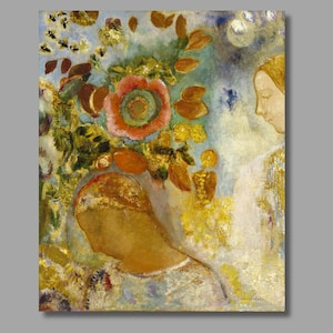 Odilon Redon Two Young Girls among Flowers Art Print, Odilon Redon Canvas Wall Art, Symbolism Art, Canvas Poster, Home & Office Decor7