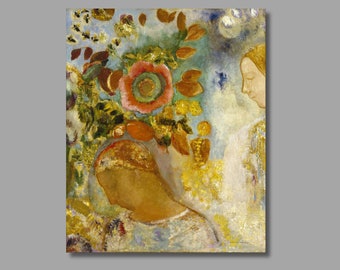 Odilon Redon Two Young Girls with Flowers Canvas Art Print, Symbolism Wall Decor