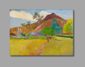 Impression d'art paysage tahitien Paul Gauguin, oeuvre d'art murale sur toile