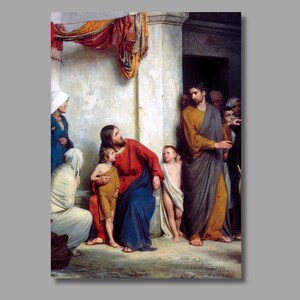 Carl Bloch Suffer the Children Art Print, Jesus Christ Canvas Print, Canvas Wall Art, Christian Canvas Poster, Canvas Print, Wall Decor6