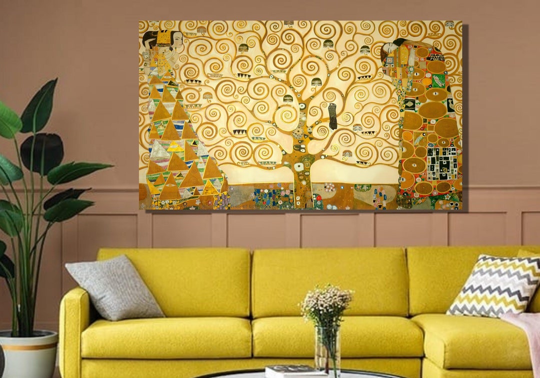 Gustav Klimt the Tree of Life & Kiss Art Print,gustav Klimt Canvas Wall ...