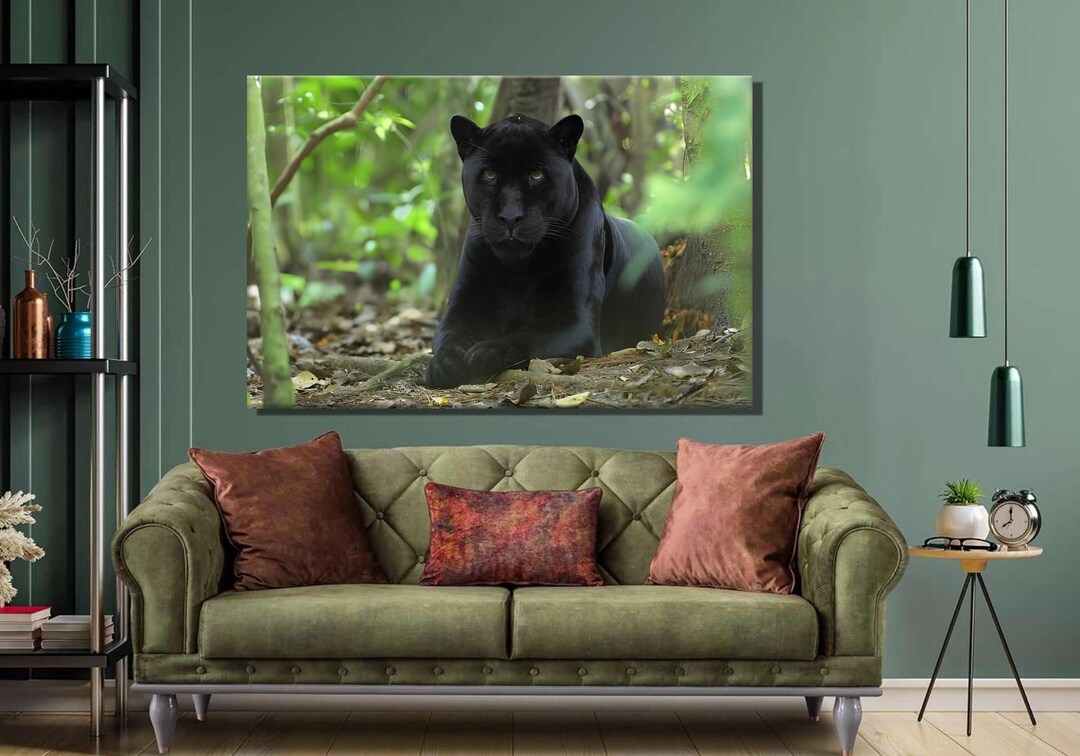 black-panther-canvas-wall-art-wildlife-big-cat-poster-etsy