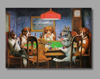 Dogs Playing Poker by Cassius Marcellus Coolidge, Cassius Coolidge Canvas Wall Art, Canvas Print, Canvas Poster & Panel, Home Wall Decor1
