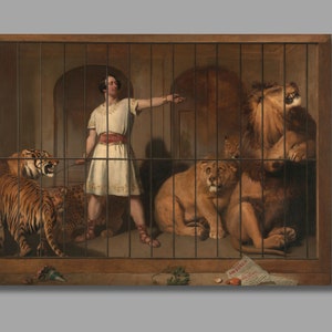 Edwin Landseer Canvas Wall Art,Portrait of Mr. Van Amburgh, As He Appeared with His Animals at the London Theatres,Canvas Poster,Wall Decor3