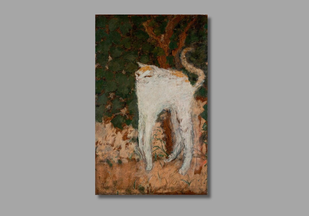 Pierre Bonnard the White Cat 1894 Art Print, Pierre Bonnard Canvas Wall Art,animal Painting
