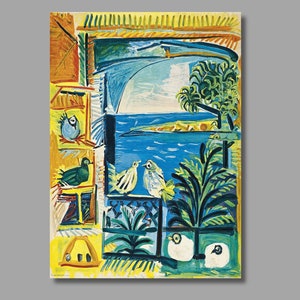 Pablo Picasso Cote d'Azur Dipinto su tela, Dipinto espositivo di Picasso, Stampa su tela, Dipinto di viaggio d'epoca in Francia, La Côte d'Azur, 32