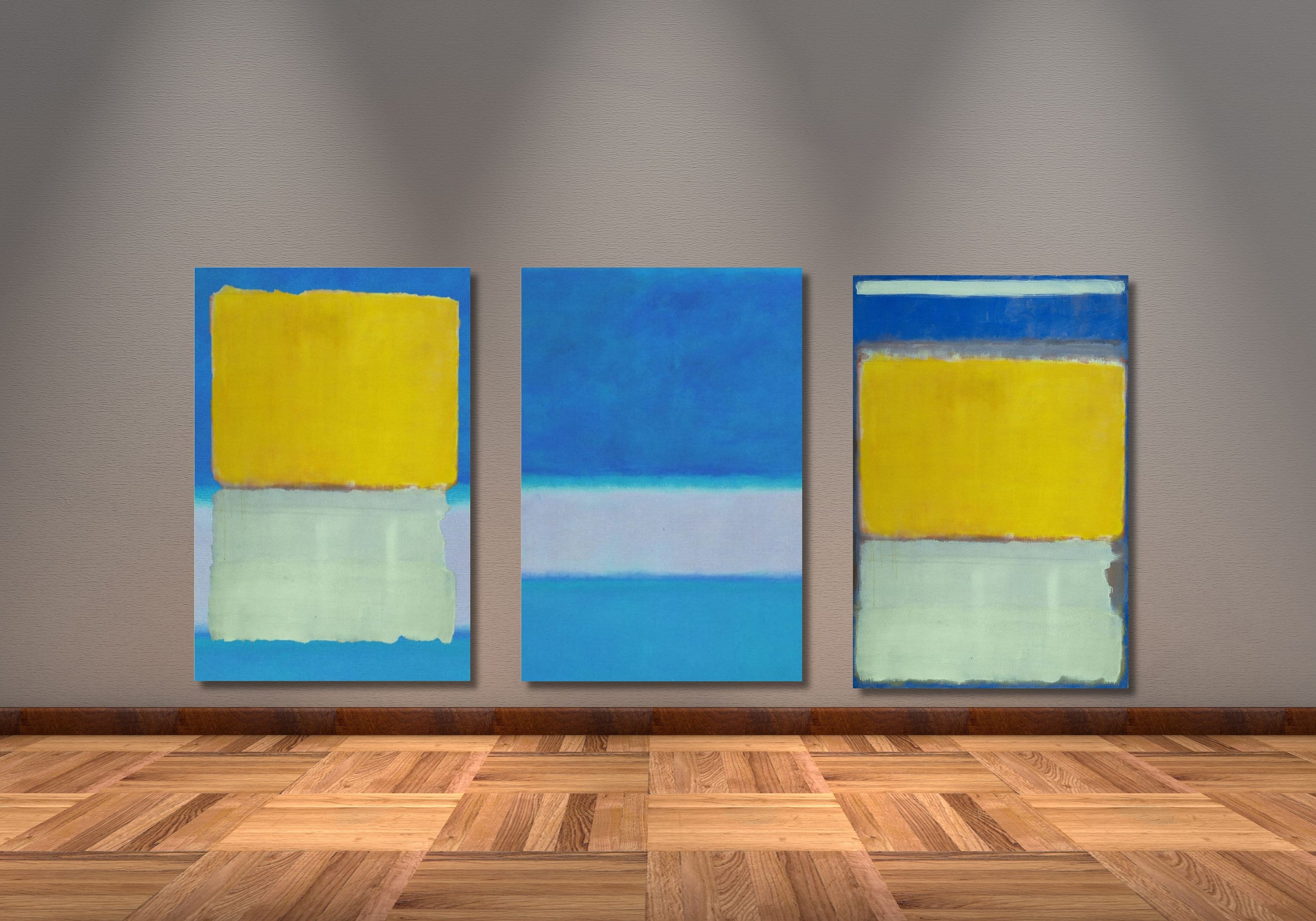 Set of 3 Mark Rothko Canvas Wall Art,blue Mark Rothko Print