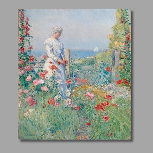 Childe Hassam Im Garten Kunstdruck, Childe Hassam Leinwand Wandkunst, Impressionismus Kunst, Leinwanddruck, Leinwand Poster, Wanddekor2