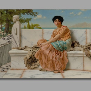 John William Godward Reverie Art Print, John William Godward Canvas Wall Art,Godward Artwork, Canvas Poster & Panel, Wall Decor3