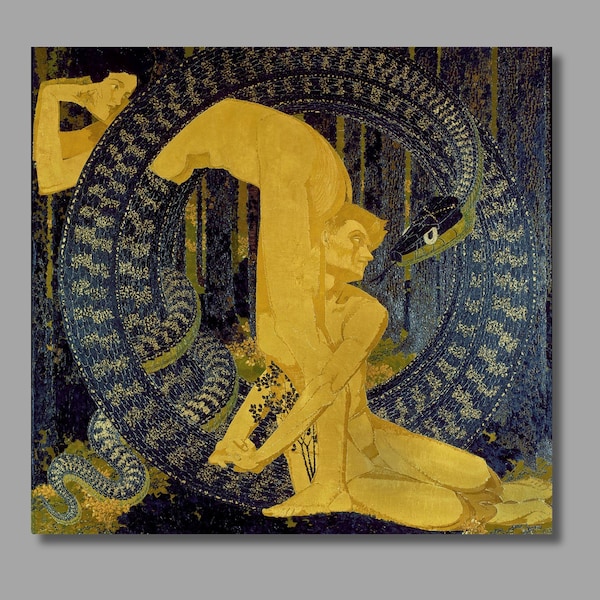 Adam et Eve d'Augusto Giacometti (1907), impression sur toile, oeuvre d'art murale sur toile Augusto Giacometti, affiche et panneau en toile, décoration murale pour la maison1
