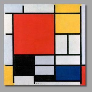 Piet Mondrian Composition with Large Red Plane Yellow Black Grey and Blue Art Print,Piet Mondrian Canvas Wall Art,Canvas Print,Home Decor2