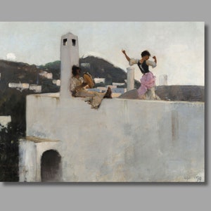 John Singer Sargent Capri Girl on a Rooftop Art Print,John Singer Sargent Canvas Wall Art,Canvas Poster & Panel,Canvas Print, Wall Decor4