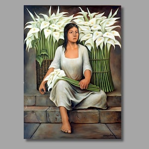 Diego Rivera The Flower Seller Art Print, Diego Rivera Canvas Wall Art, Pôster e painel de tela de flores, Pôster de Diego Rivera, Decoração de parede10