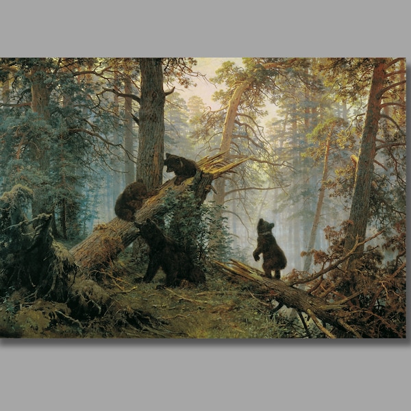 Reproduction d'art Ivan Shishkin dans une forêt de pins (1889), impression sur toile, affiche en toile Ivan Shishkin, toile d'art murale, décoration murale pour la maison1