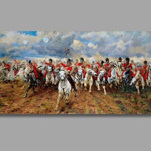 Elizabeth Thompson Schottland für immer! Kunstdruck, Qualitäts-Leinwand, Canvas Poster / Panel, Historienmalerei, Militärkunst, Home Decor2