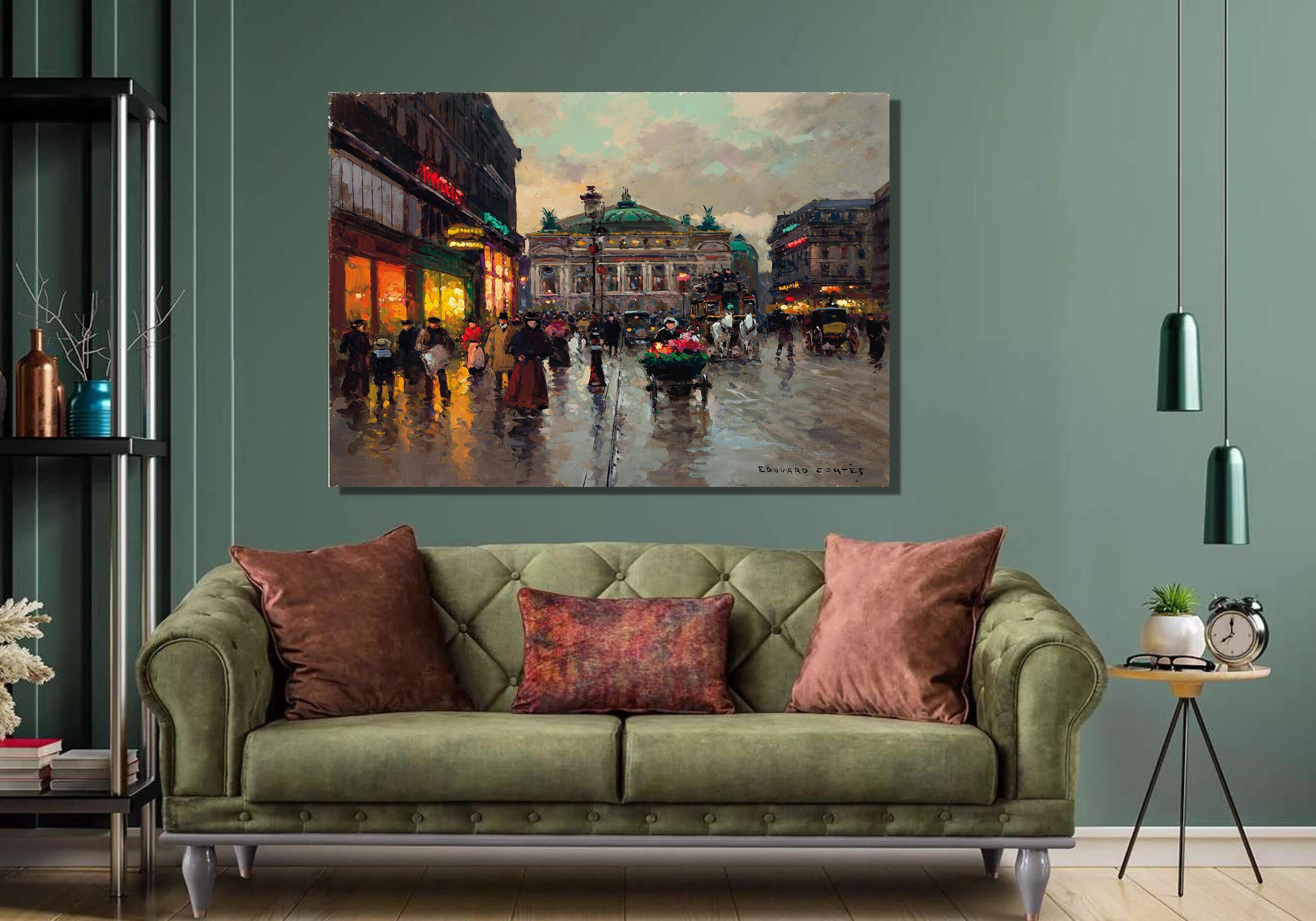 Edouard-Leon Cortes、希少画集より、新品額装付 Paris Street Scene Canvas Art Print: Edouard-léon Cortès Post