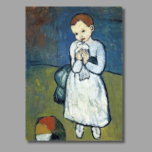 Impresión artística de Niño con paloma de Pablo Picasso, arte de pared en lienzo de Picasso, impresión en lienzo, obra de arte de Picasso, póster y panel en lienzo, decoración de pared31
