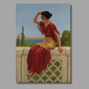 John William Godward The Signal Art Print,John William Godward Canvas Wall Art,Godward Artwork, Canvas Poste & Panel,Wall Decor4