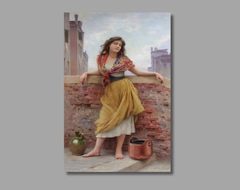 Lienzo impreso de Eugene de Blaas, El aguador, arte mural vintage