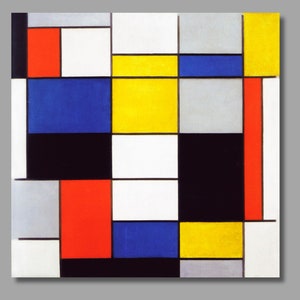Piet Mondrian Composition A (1920) Art Print, Piet Mondrian Artwork, Canvas Wall Art, Canvas Print , Canvas Home & Office Decor4