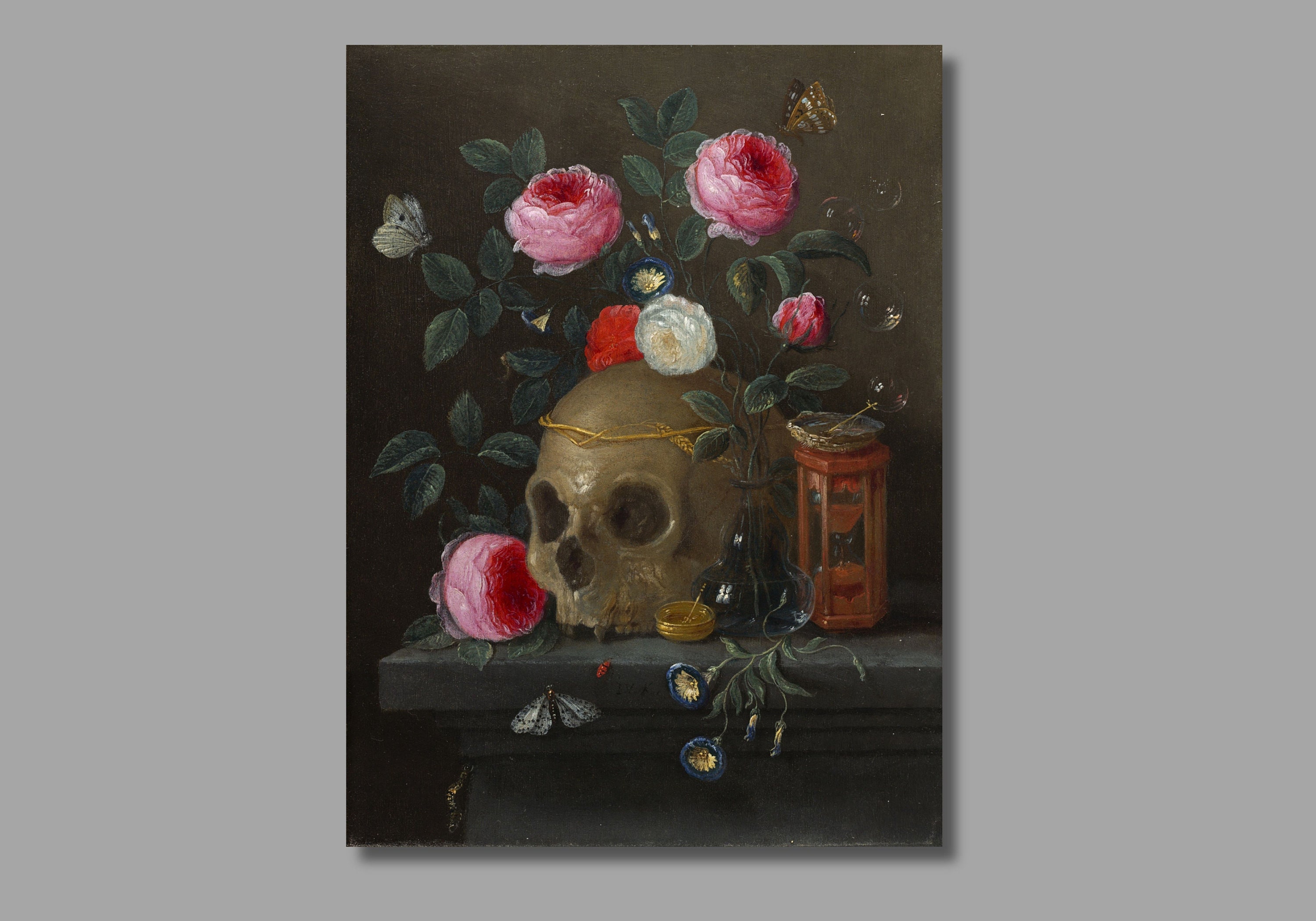 Naturaleza muerta de Vanitas de Jan van Kessel, impresión en lienzo, pintura en lienzo de Jan van Kessel el Viejo, póster en lienzo, decoración de pared gótica1