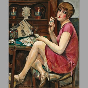 Impresión artística del solitario de Gerda Wegener, arte de pared en lienzo de Gerda Wegener, impresión en lienzo, Art Nouveau, póster y panel en lienzo, decoración de pared para el hogar2