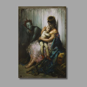 Gustave Dore De familie van de acrobaat: het gewonde kind Art Print, Gustave Doré canvas muurkunst, romantiek kunst, hoogwaardige canvas print, muurdecoratie2