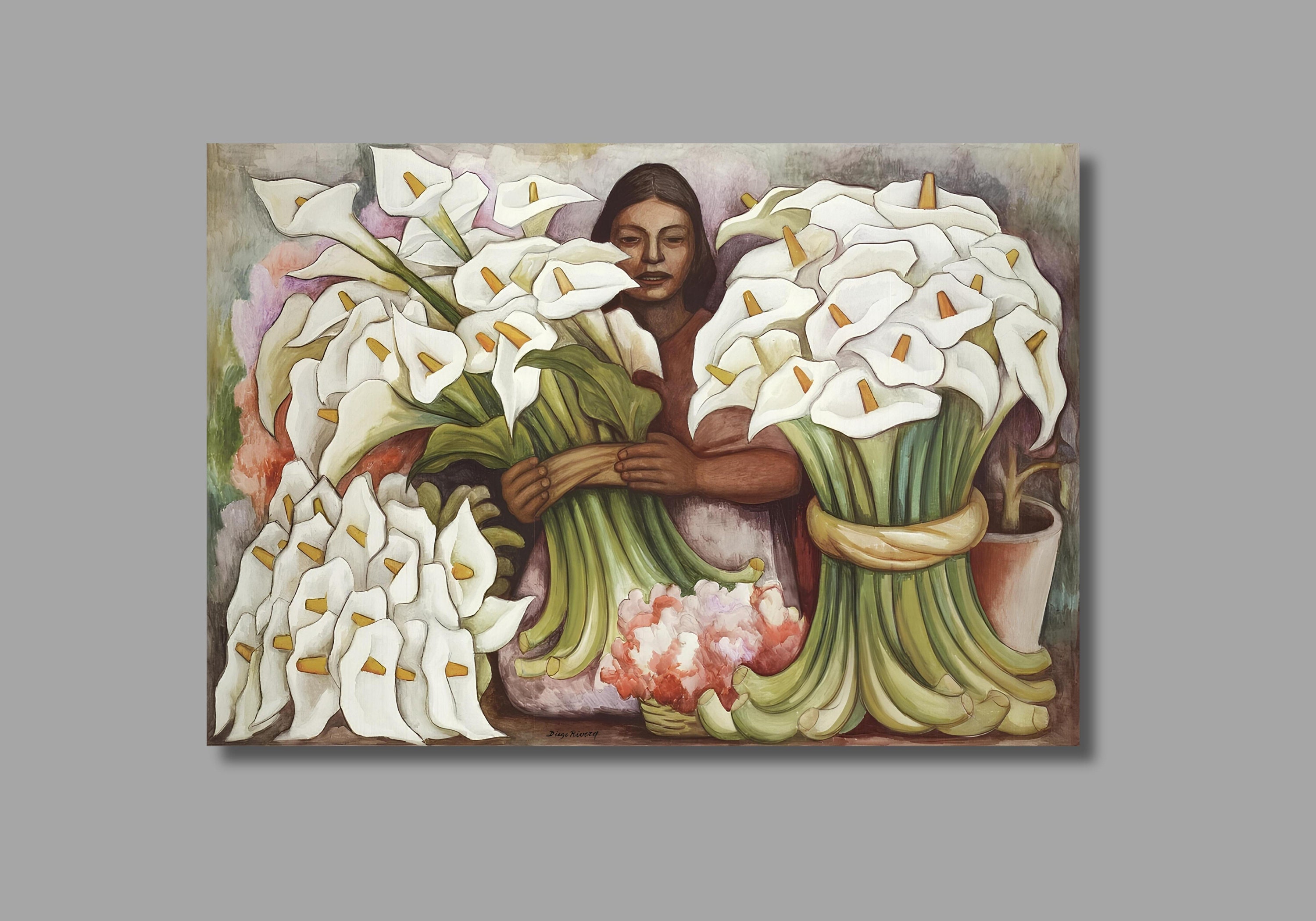 Produktbild von Diego Rivera Frau Mit Calla Lilien 1945, Große Ölgemälde Reproduktion