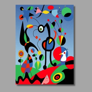 Lámina artística El jardín de Joan Miró, arte mural en lienzo de Joan Miró, arte surrealista, obra de arte de Joan Miró, póster y panel en lienzo, decoración de pared41