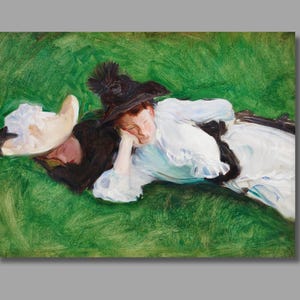 John Singer Sargent Two Girls on a Lawn Art Print,John Singer Sargent Canvas Wall Art,Canvas Poster & Panel,Canvas Print, Wall Decor11