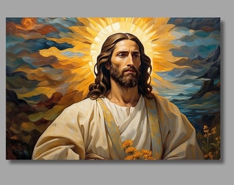 Lienzo con la imagen de Jesucristo, arte mural cristiano, lámina religiosa