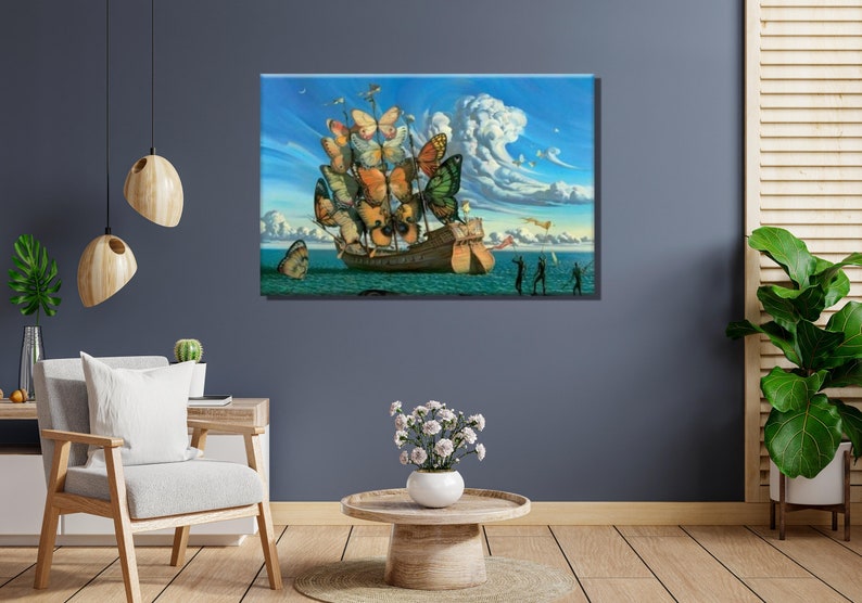 Salvador Dali Butterfly Sailing Ship Canvas Art Print, Home Decor - Etsy