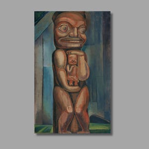 Emily Carr Totem Mother Art Print, Emily Carr Canvas Wall Art , Kitwancool Village , Totem Canvas Poster, Home Wall Decor3