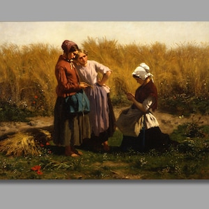 Jules Breton Love Tokens Art Print, Jules Breton Canvas Wall Art, Breton Artwork, Realism Art, Quality Canvas Print, Wall Decor1