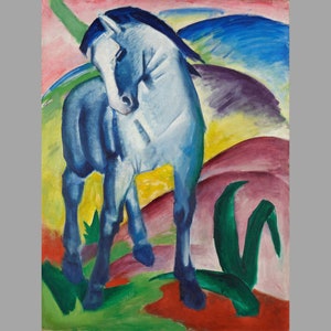 Impresión artística de Franz Marc Blue Horse I, impresión en lienzo, arte de pared en lienzo de Blue Horse, obra de arte de Franz Marc, póster y panel en lienzo, decoración de pared 1