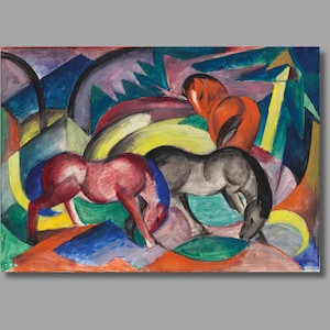 Franz Marc Three Horses Art Print, Canvas Print, Franz Marc Canvas Wall Art, Franz Marc Artwork, Canvas Poster & Panel, Wall Decor6
