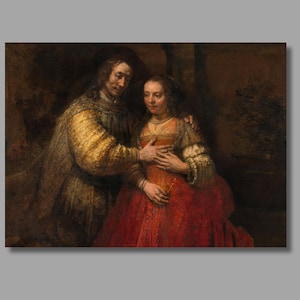 Rembrandt The Jewish Bride  Art Print, Rembrandt van Rijn Canvas Wall Art, Canvas Print, Baroque, Canvas Poster & Panel , Home Wall Decor15