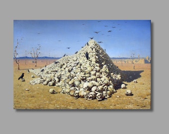 Lámina artística de la Apoteosis de la Guerra de Vereshchagin, decoración de pared en lienzo con calavera