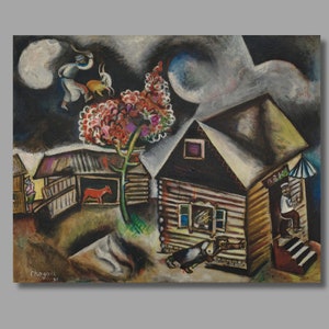 Marc Chagall The Rain (La Pluie) Art Print,Marc Chagall Canvas Wall Art,Cubism,Expressionism Art,Canvas Poster/Panel Home Wall Decor57