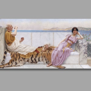 John William Godward Eighty and eighteen Art Print,John William Godward Canvas Wall Art,Godward Artwork, Canvas Poste & Panel,Wall Decor1