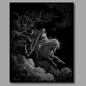 Gustave Dore Vision of death Art Print,Gustave Doré Canvas Wall Art,Death on the Pale Horse,Romanticism Art,Quality Canvas Print,Wall Decor4